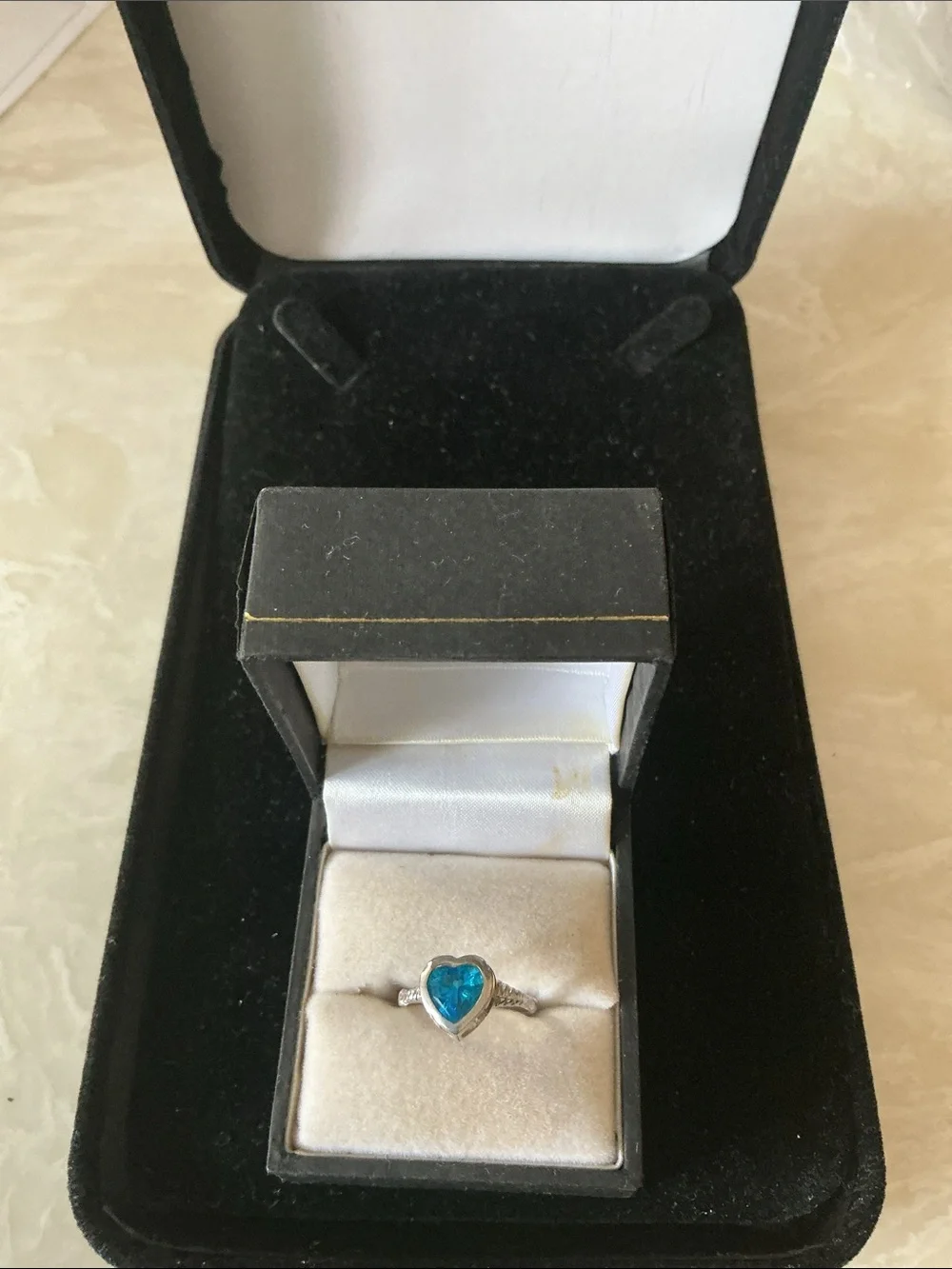 Blue Heart Gemstone Sterling Ring